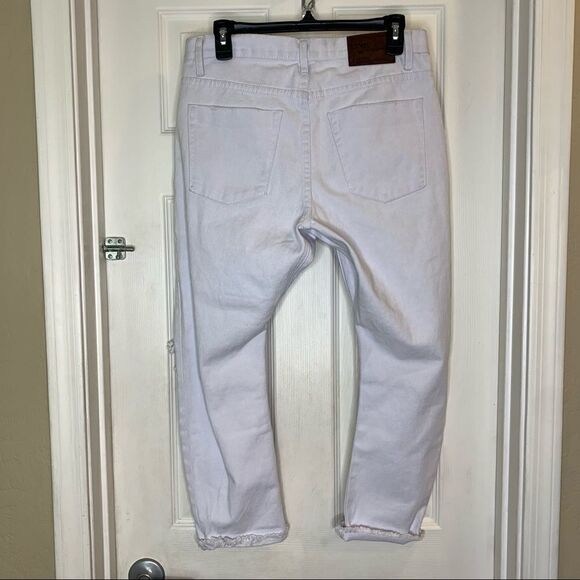 One Teaspoon Saints Long Rise Low Waist Distressed Baggy White Denim Jeans 26 - Picture 9 of 14